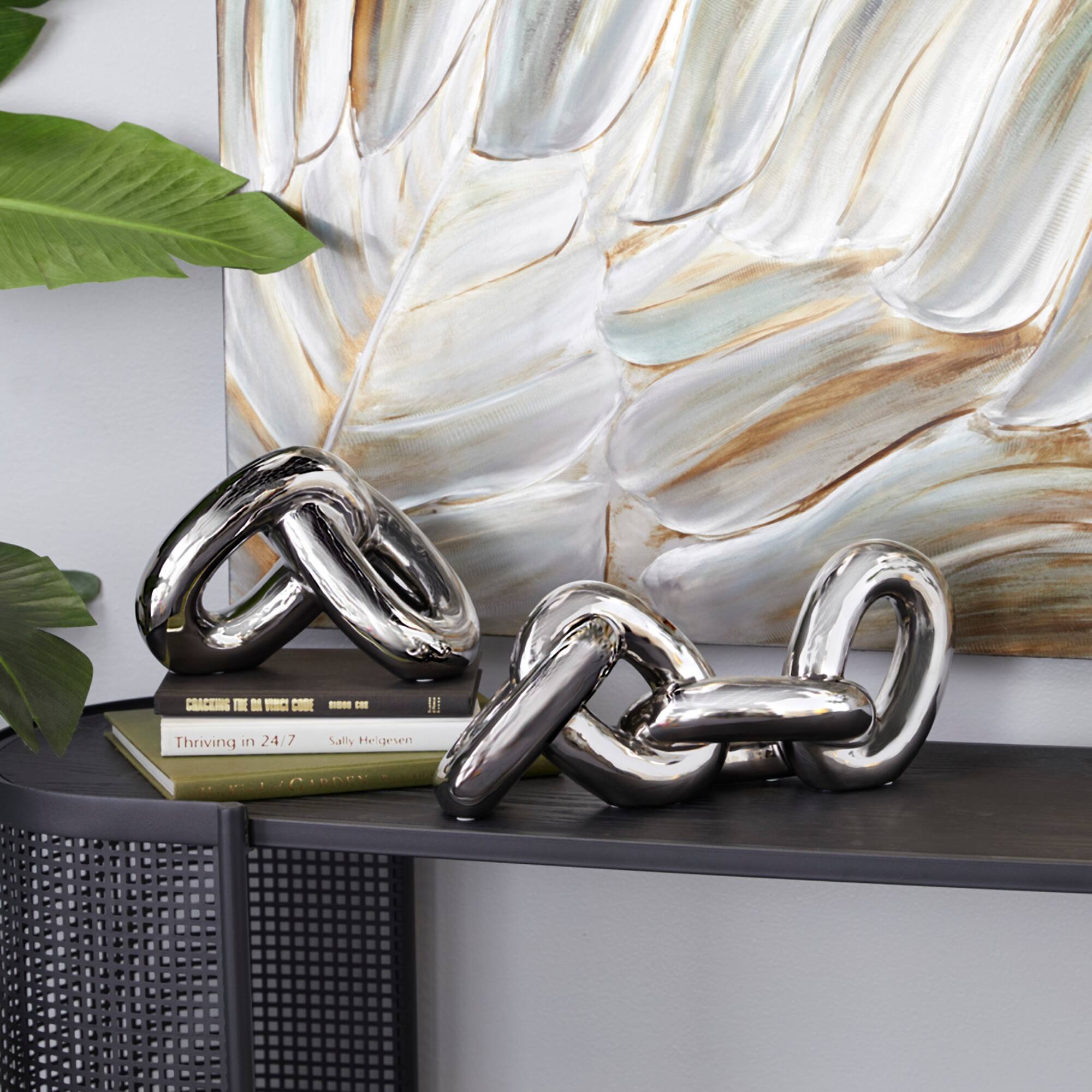 CosmoLiving by Cosmopolitan Silver Chain Sculpture Set